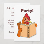 Invitation Poule drôle de bande dessinée de livre de lecture (Devant / Derrière)