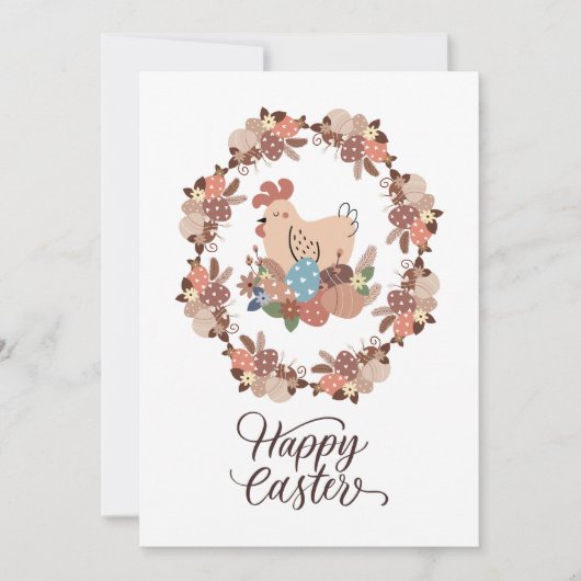 Invitation Poule et oeufs de Pâques Joyeuses Pâques (Devant)