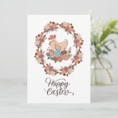 Invitation Poule et oeufs de Pâques Joyeuses Pâques (Debout devant)