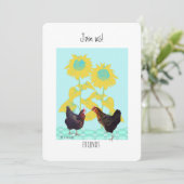 Invitation Poules avec tournesols d'art invitent (Debout devant)