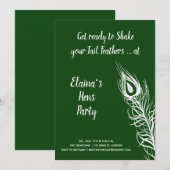 Invitation Poules de l'enterrement de vie de jeune fille Vert (Devant / Derrière)