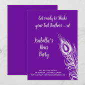 Invitation Poules Fêtent la Future Mariée (violet) (Devant / Derrière)