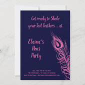 Invitation Poules, secouez vos plumes fuchsia et marine (Devant)