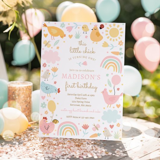 Invitation Poulet Anniversaire Petit Chick Spring Farm Party
