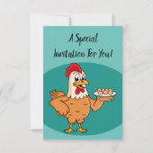 Invitation Poulet avec oeufs sur plaque de dessin animé (Dos)