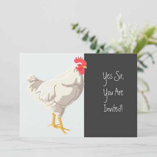 Invitation Poulet blanc (Debout devant)