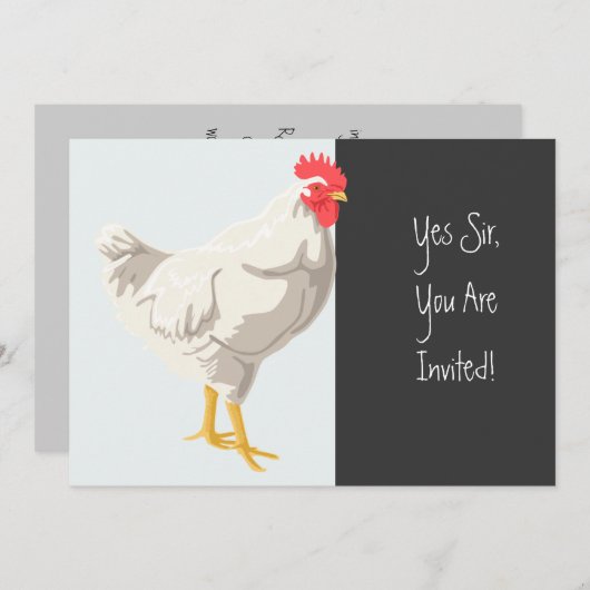 Invitation Poulet blanc (Devant / Derrière)