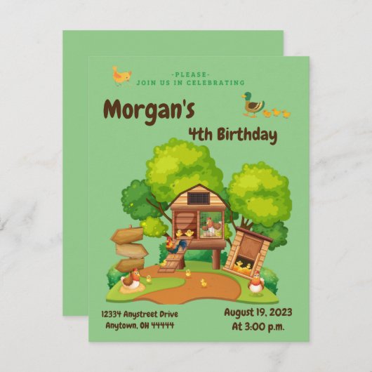 Invitation Poulet & Canards Mignons (Devant / Derrière)