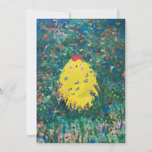 Invitation Poulet clair de lune - Acrylique