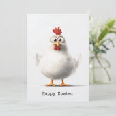 Invitation Poulet de caricature adorable avec Plumes blanches (Debout devant)