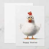 Invitation Poulet de caricature adorable avec Plumes blanches (Devant / Derrière)