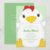Invitation Poulet fête d'anniversaire Vert (Devant / Derrière)