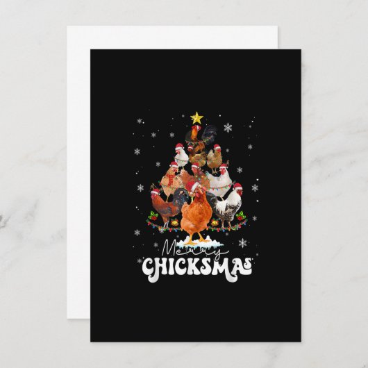 Invitation Poulet Noël Joyeux Chickmas Père Noël Casquette F (Devant / Derrière)