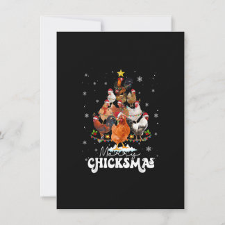 Invitation Poulet Noël Joyeux Chickmas Père Noël Casquette F