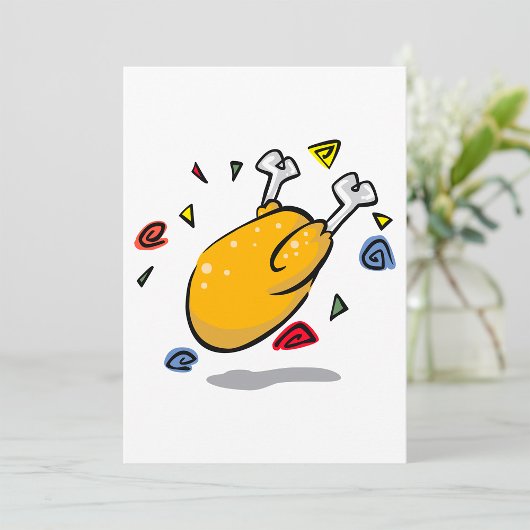 Invitation Poulet rôti de dessin animé drôle qui tombe