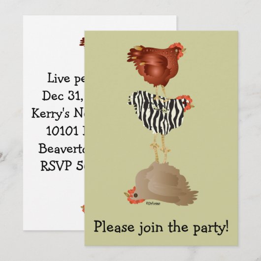 Invitation poulets acrobates (enterrement de vie d (Devant / Derrière)