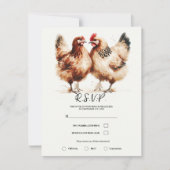 Invitation Poulets Bruns Aquarelle Mariage Rustique (Devant)