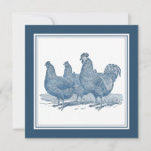 Invitation Poulets de roche de Plymouth Poules de coq bleu an (Devant)