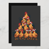Invitation Poulets sapin de Noël Joyeux Noël Funny Noël (Devant / Derrière)
