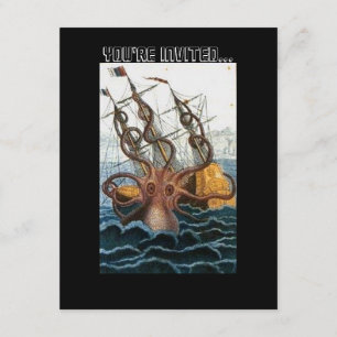 Invitation Poulpe géant victorien vintage de Steampunk Kraken