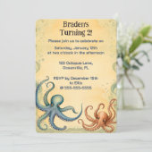 Invitation Poulpe Océan Modifiable (Debout devant)