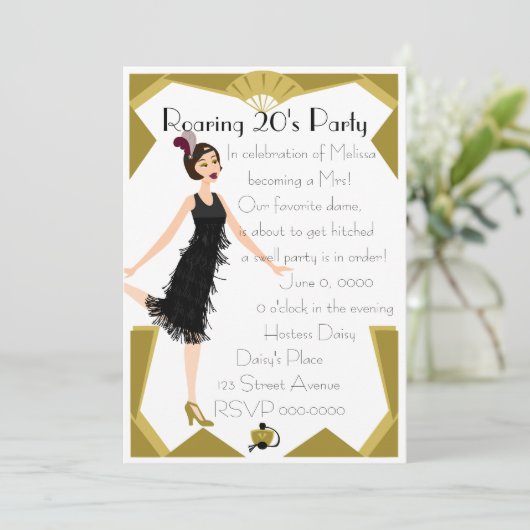 Invitation Poupée Art déco (Debout devant)