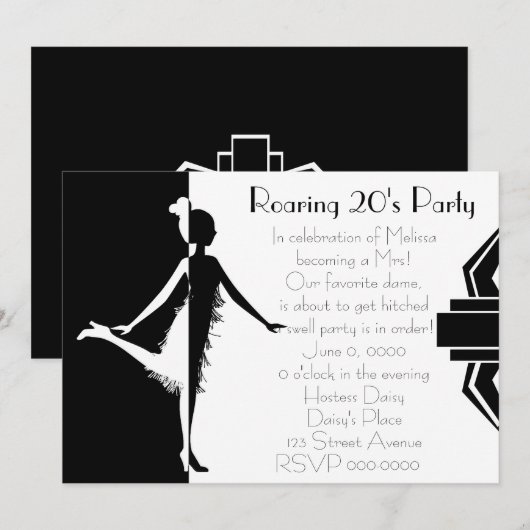 Invitation Poupée Art déco (Devant / Derrière)