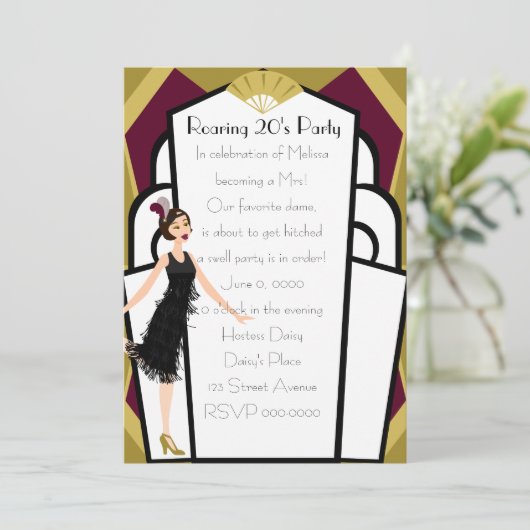 Invitation Poupée Art déco (Debout devant)