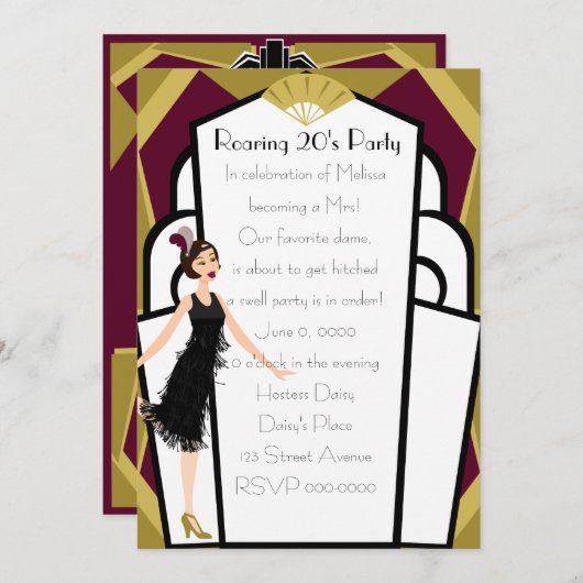 Invitation Poupée Art déco (Devant / Derrière)