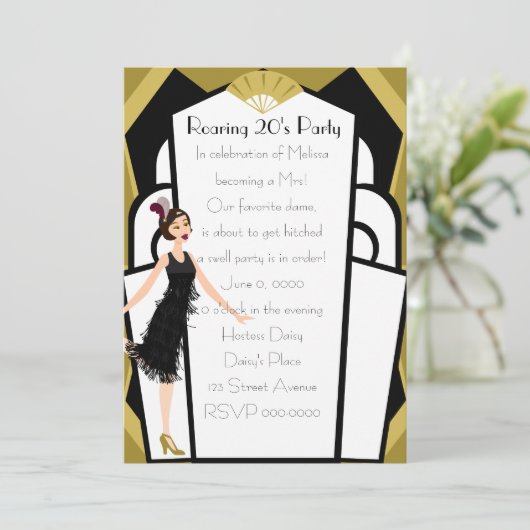 Invitation Poupée Art déco (Debout devant)