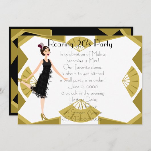 Invitation Poupée Art déco (Devant / Derrière)