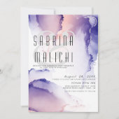 Invitation Poupée d'aubergine et Rose de corail Encre d'alcoo (Devant)