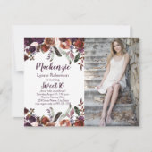 Invitation Poupée d'aubergine rhum Roses Photo Sweet 16 (Devant)