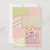 Invitation Poupée de douche pour fille bébé sur la surface co (Devant)