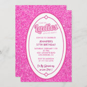 Invitation Poupée de Parties scintillant rose chaud 57e anniv (Devant / Derrière)