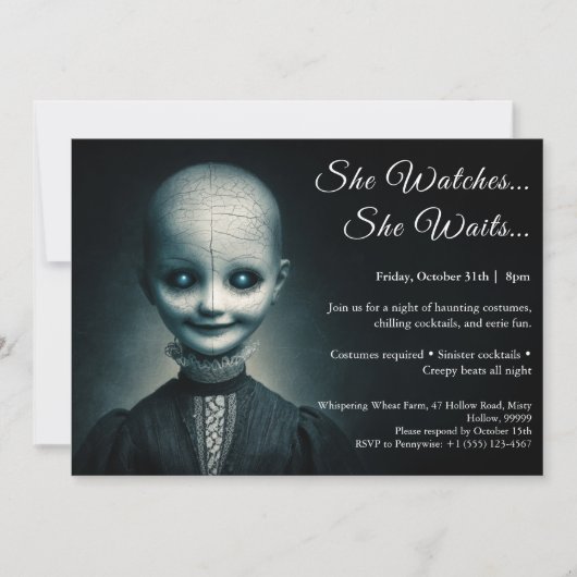 Invitation Poupée de porcelaine Halloween Costume Party Invit (Devant)