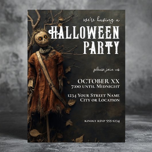 Invitation Poupée Épouvantail Créatif pour Fête d'Halloween