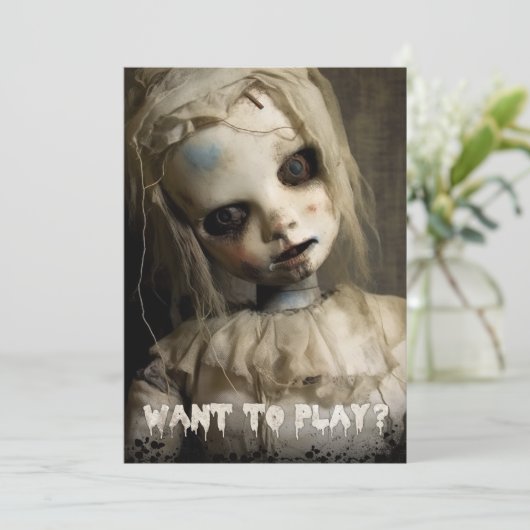 Invitation Poupée hantée (Debout devant)