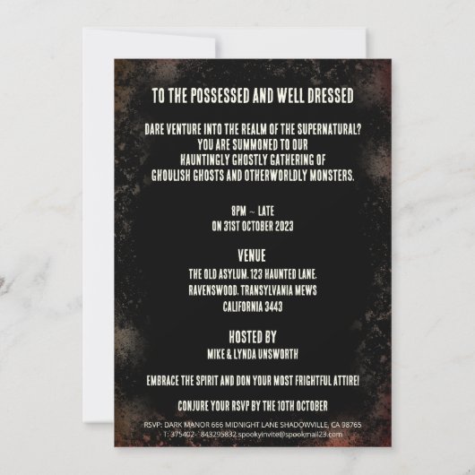 Invitation Poupée hantée (Dos)