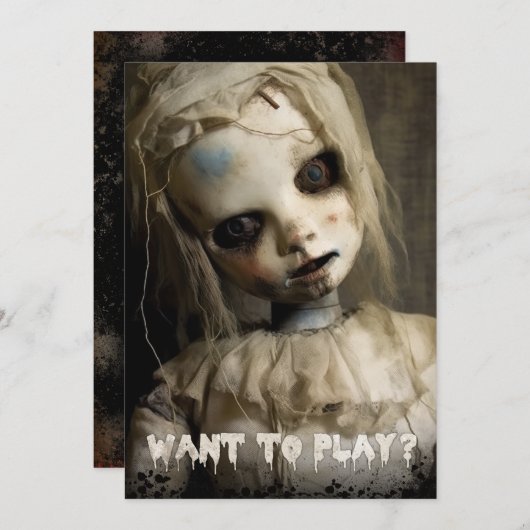 Invitation Poupée hantée (Devant / Derrière)
