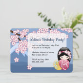 Invitation Poupée Kokeshi Spring - Japan Geisha Birthday Part (Debout devant)