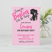 Invitation Poupée rose à thème Anniversaire (Debout devant)