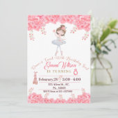 Invitation Poupée rose florale Ballerina Anniversaire (Debout devant)