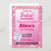 Invitation Poupée rose Parties scintillant thème Anniversaire (Devant / Derrière)