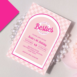 Invitation Poupée rose rétro Laissons Aller Fête Anniversaire