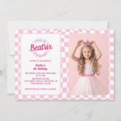 Invitation Poupée rose rétro photo Anniversaire (Devant)