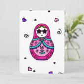 Invitation poupée russe rose kawaii (Debout devant)