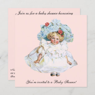 Invitation Poupée vintage pour enfants, Fête de Baby shower p