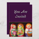 Invitation Poupées colorées de Matryoshka (Devant / Derrière)