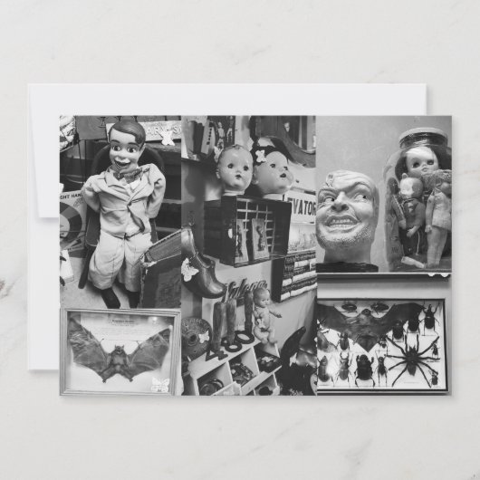 Invitation Poupées Déplaisantes éffrayantes Halloween noir et (Devant)